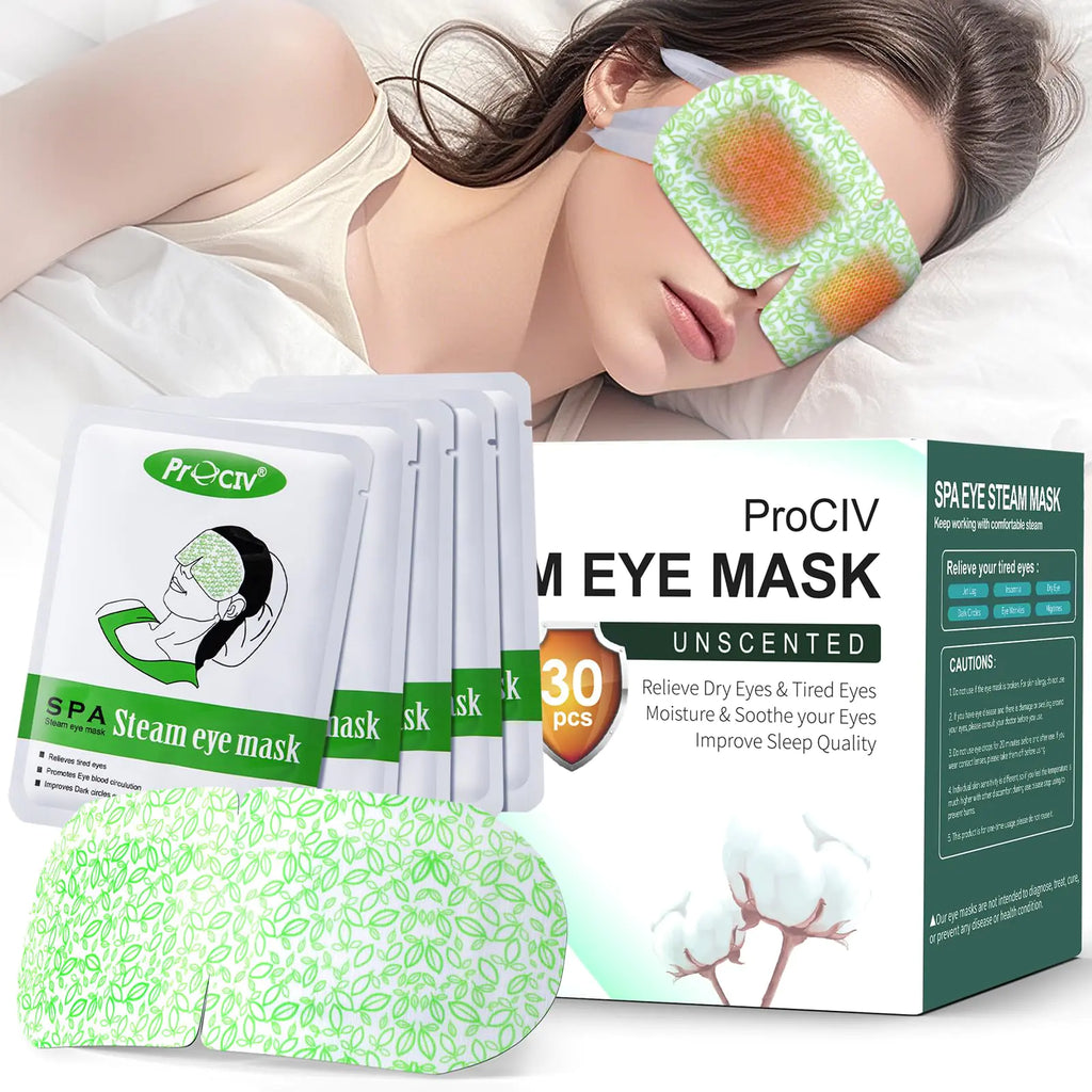 ProCIV 30 Packs Steam Eye Mask Heated Eye Masks Relaxing Gifts for Women Soothing Eye Fatigue Hot Sleep Mask Warm Eye Compress for Dry Eyes Disposable Eye Mask for Travel Essentials