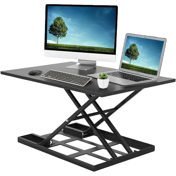 Adjustable Height Standing Desk, Ergonomic Rising Computer Table, Foldable Desk, Portable And Easy To Move, Large Wide Rising Tabletop Computer Table Laptop Home Office Black