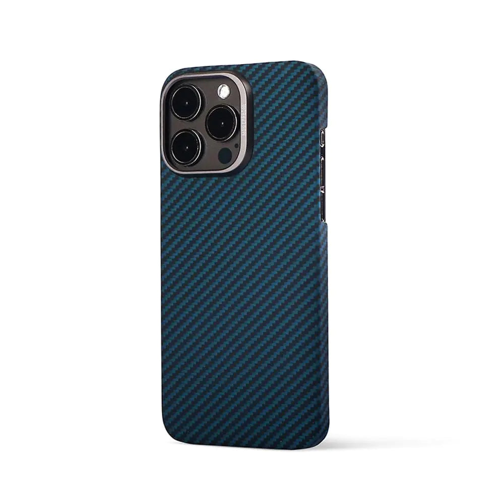 MON Carbone Ballistic Carbon Fiber Case Compatible with iPhone 15 Pro Max 6.7" [HOVERKOAT] Matte Blue
