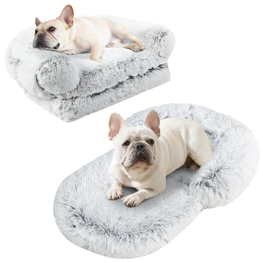 YAEM Human Dog Bed 40"x30"x7" Dog Beds for Large Dogs Foldable Plush Washable Dog Bed for People Doze Off Orthopedic Dog Beds for Humans Size Fits You and Pets - Grey