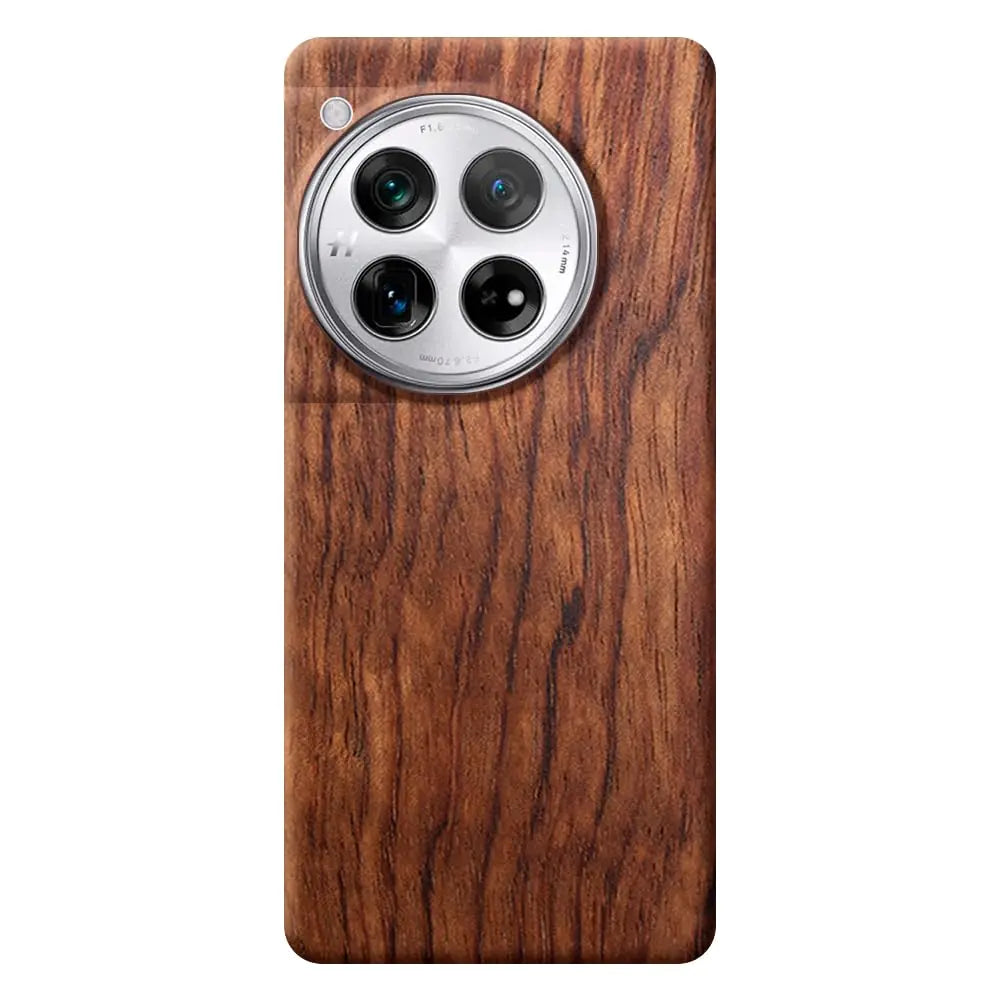 Komodoty Wood Phone Case for OnePlus 12 - Slim Fit Snap-On Design Made from Sustainable Materials and Reinforced with Kevlar. Wireless Charging Compatible. (Rosewood)