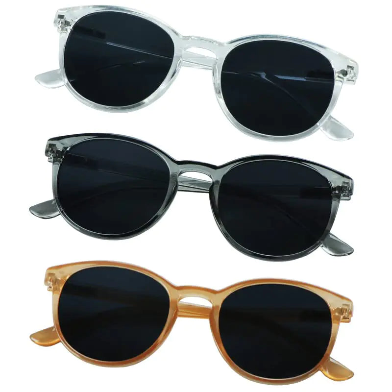 YEIN 3Pack Reading Sunglasses for Men/WomenFashion Sunglasses for Wear(Black+Clear Pink+Yellow 1.25 Magnification)