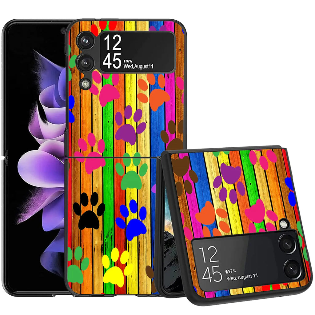 for Samsung Galaxy Z Flip 4 Case Popular Style Shockproof Hard Shell Ultra Thin Durable Protective Case for Samsung Galaxy Z Flip4 5G Colorful Dog Paws