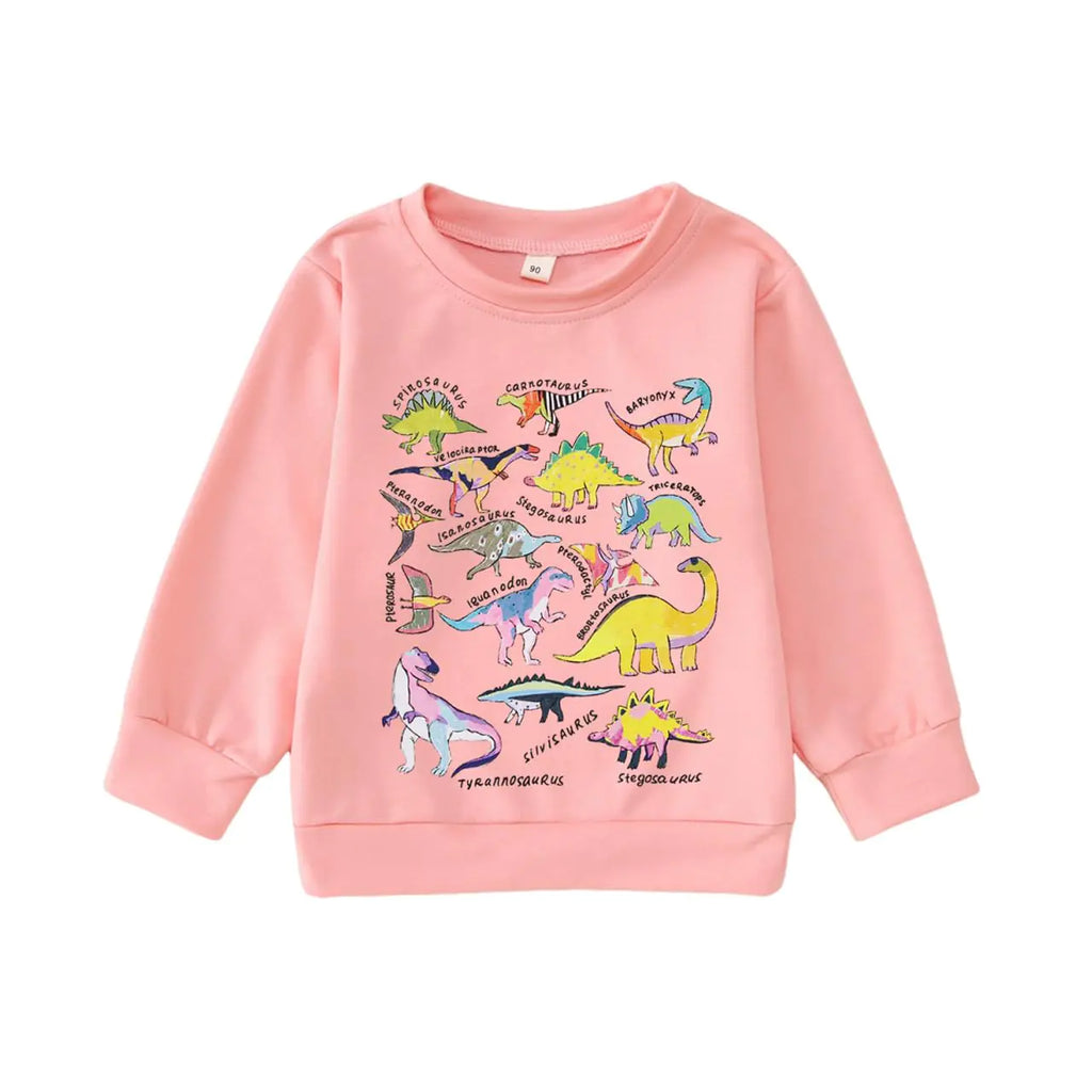 MODNTOGA Dinosaur Sweatshirt Toddler Boy Girl T-rex Ranch Crewneck Shirt Long Sleeve Dino Graphic Top Baby Fall Winter Outfit (Pink 4-5 Years) - My Store