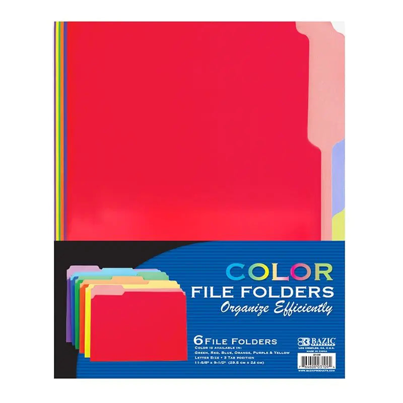 1/3 Cut Letter Size Color File Folder (6/Pack) - My Store