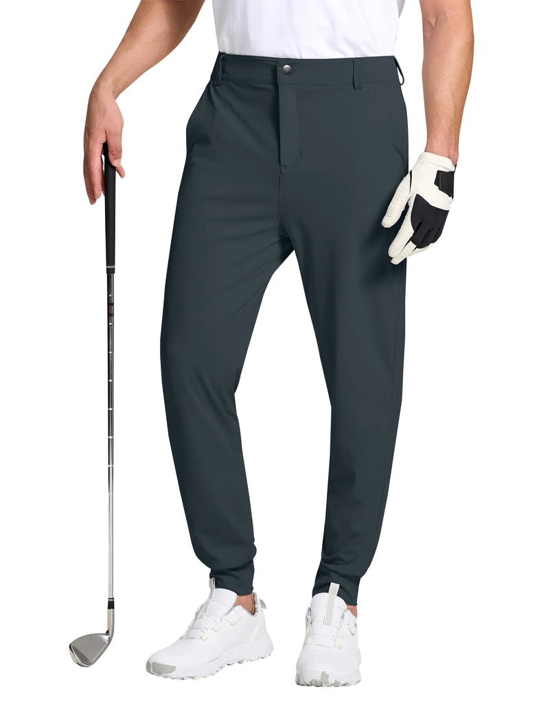 SERAMY Mens Golf Joggers Pants Slim Fit Stretch Sweatpants Work Dress Casual Running Pants for Men with 5 Pockets Dark Gray XXL