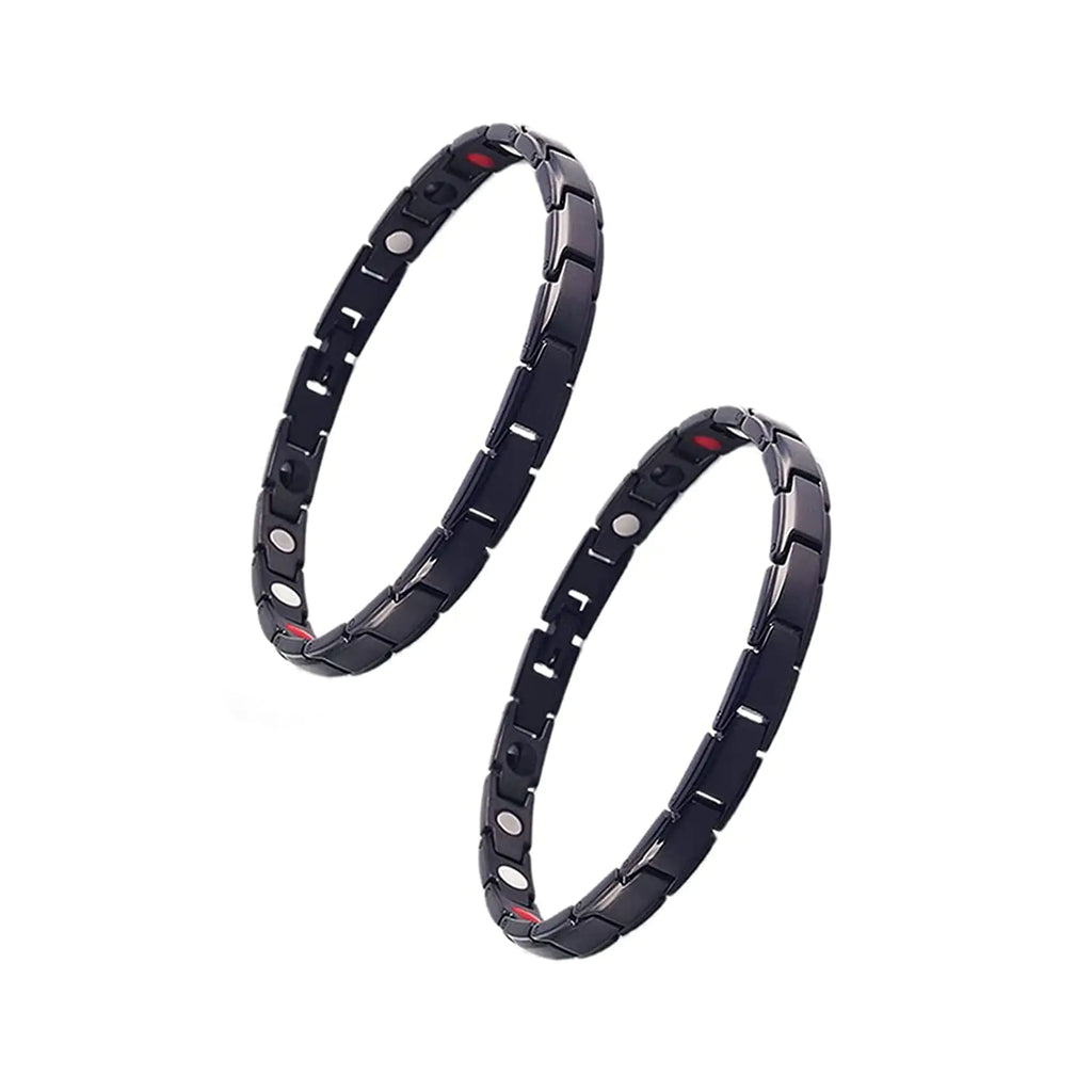 Hematite Bracelets for Women Men Unisex Black Hematite Bracelet Root Chakra Absorbs Negative Energy Anxiety Balance Bracelets Set (C-Black)