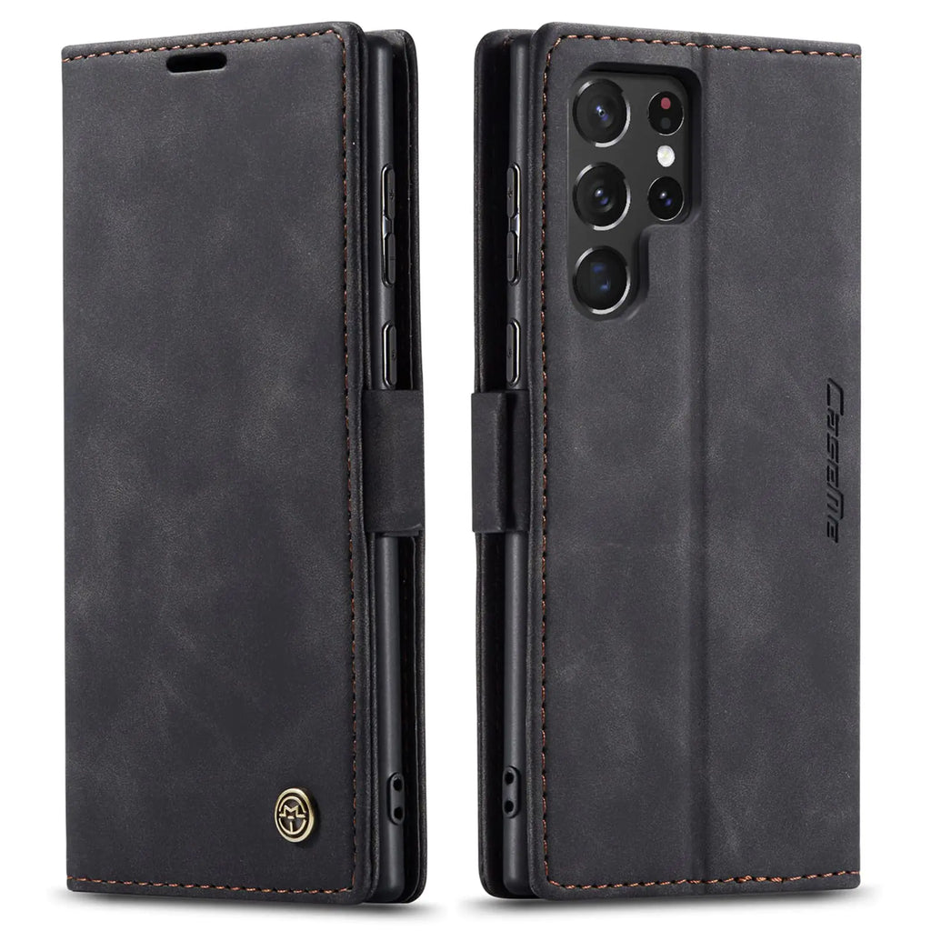 FCOZCKLOM Compatible with Samsung Galaxy S22 Ultra Case with Card Holder Kickstand Protective Flip Folio Leather Wallet Case for Galaxy S22 Ultra 5G 6.8 inch (Black)
