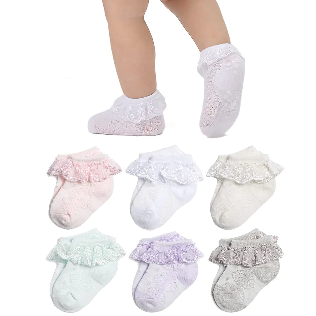 Socks for babies - Marchare Baby Lace Socks 6 Pack in various colors