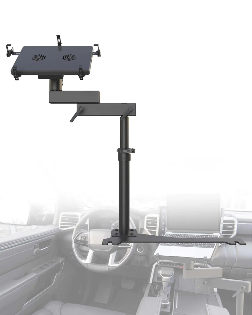 SPIRRELAB Truck Laptop Mount Fit for Toyota Tundra 2022-2024 Ford Focus 2003-2010 No-Drill Adjustable Aluminum Truck Laptop Tablet Stand Holder