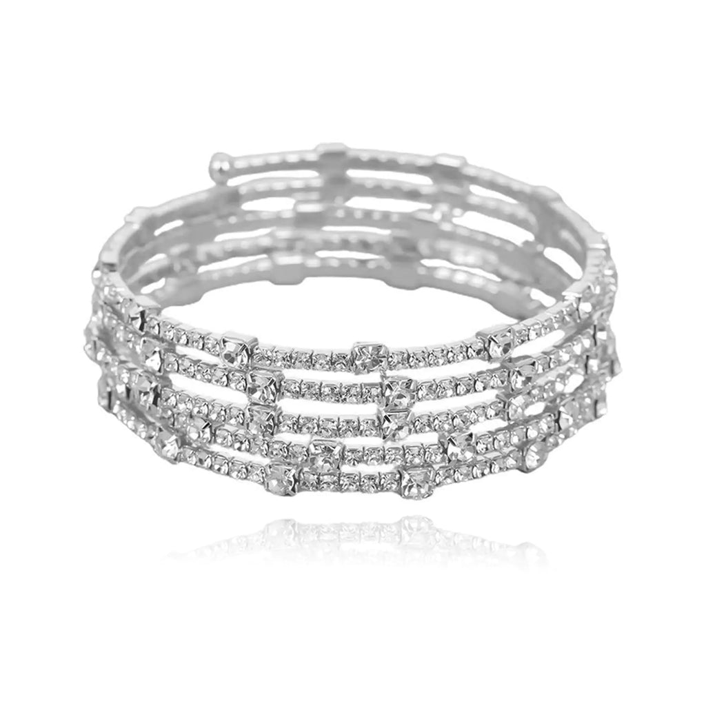 Aonklot Rhinestone Bracelet for Women Formal Jewelry for Women Evening Wear Stretch Bracelets for Women Tennis Bracelets Cuff Bracelet Chunky Bracelets Gold Bracelet Stack Wedding Jewelry