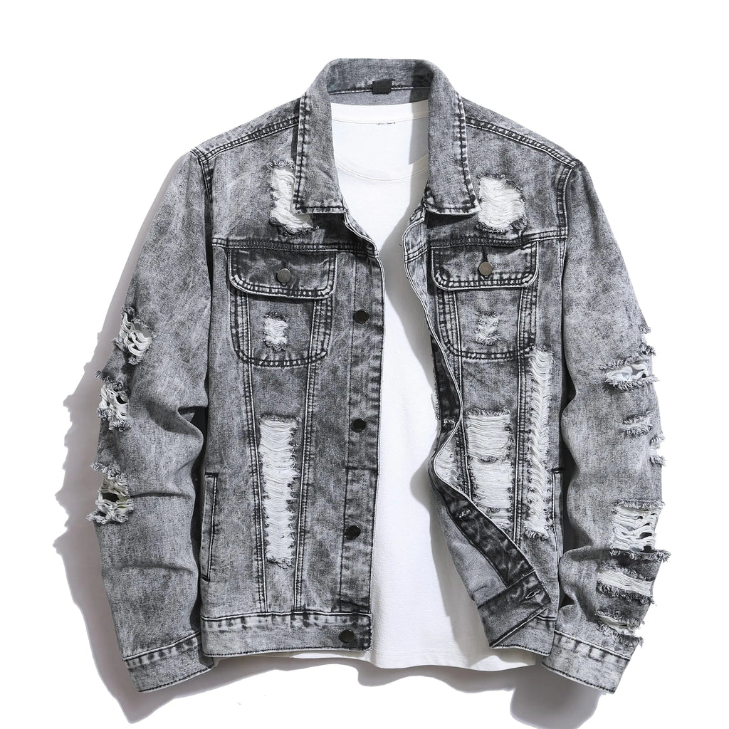 BULUWIE Mens Slim-Fit Long-Sleeve Denim Jacket Men Denim Jacket Chambray Collared Jean Jackets with Pocket Button Down Blouses Tos 8015 3XL