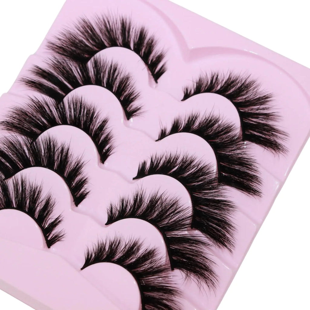 Laoya-boho False Eyelashes Cat Eye Lashes Curl Winged End Eye Elongated Fox Eye Lashes 5 Pairs Fake Eyelashes Thick Handmade Natural Fake Lashes Pestañas
