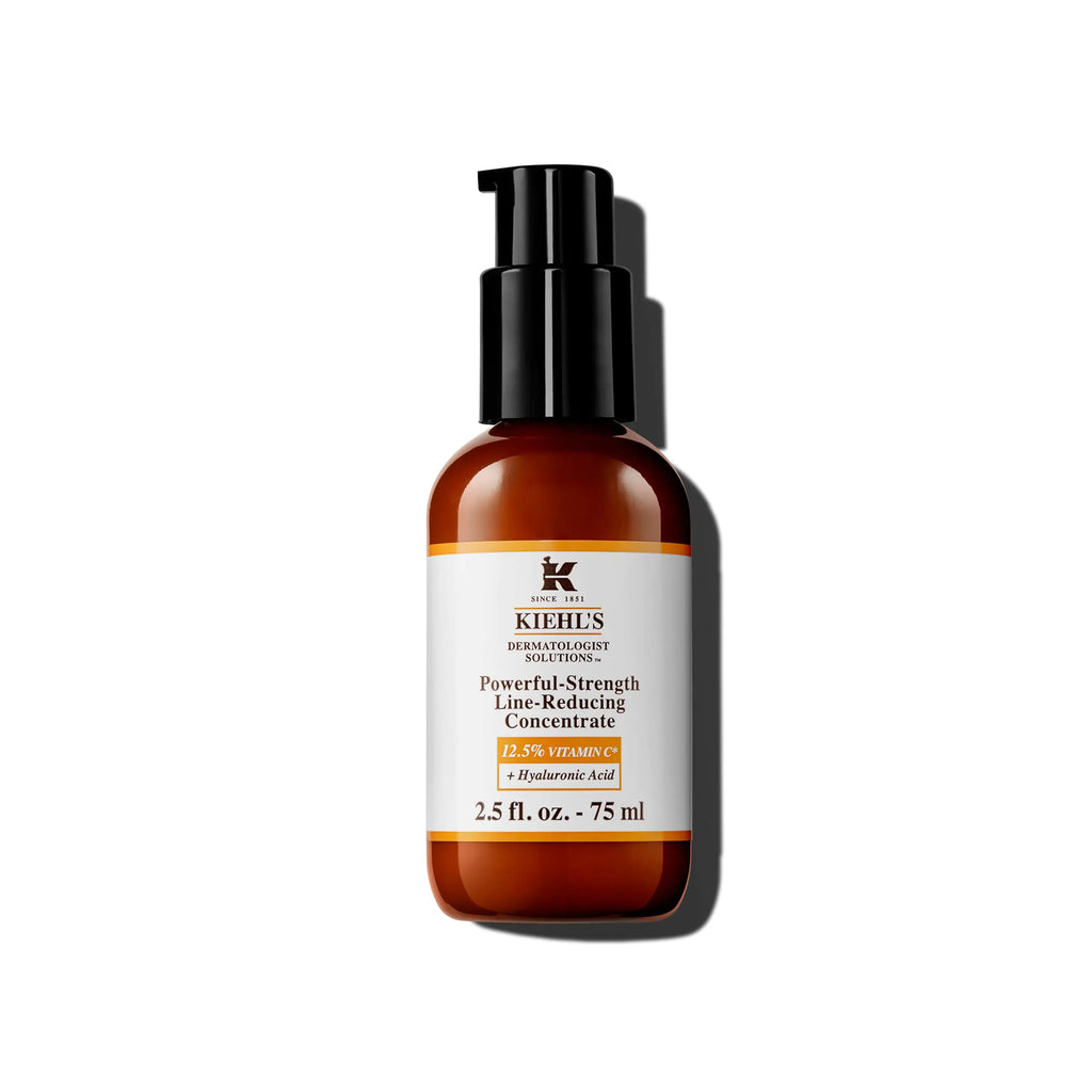 Kiehls Powerful-Strength 12.5% Vitamin C Serum Line-Reducing Concentrate for Face Boosts Radiance & Firmness Smooths & Plumps Skin with Hyaluronic Acid Dermatologist-Tested - 2.5 fl oz