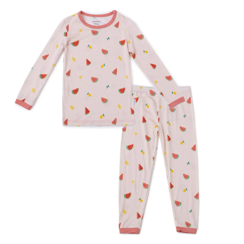 Watermelon Toddler Pajamas – 95% Bamboo Viscose 5% Spandex – Soft Breathable Long-Sleeve Pajama Set for Kids Toddler Sleepwear Unisex Tagless PJsToddler Sleepwear Imported - My Store